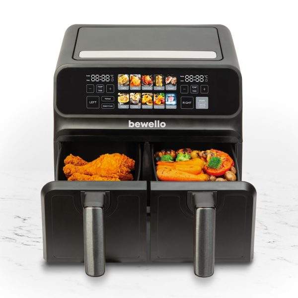 Olaj nélküli fritőz - XXL - 230V - 2200W - dupla kosár, színes érintőkijelző - 4+4 L    Bewello BW1002D - Image 2