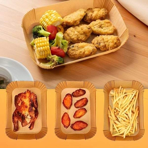 Air fryer sütőpapír - olaj nélküli sütőhöz - téglalap - 14 x 22 cm - 50 db / csomag    Bewello BW1020E - Image 3