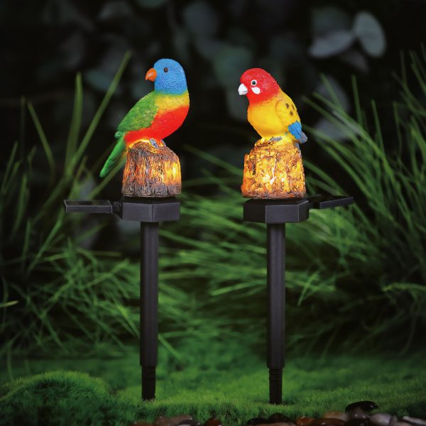 Leszúrható szolár dekoráció - papagáj - 1 melegfehér LED - 8 x 60 x 41 cm    Garden of Eden 11426H