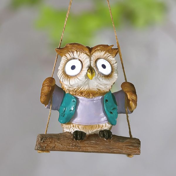 Felakasztható szolár dekoráció - bagoly - 2 fehér LED - 10 x 6 x 28 cm    Garden of Eden 11428E