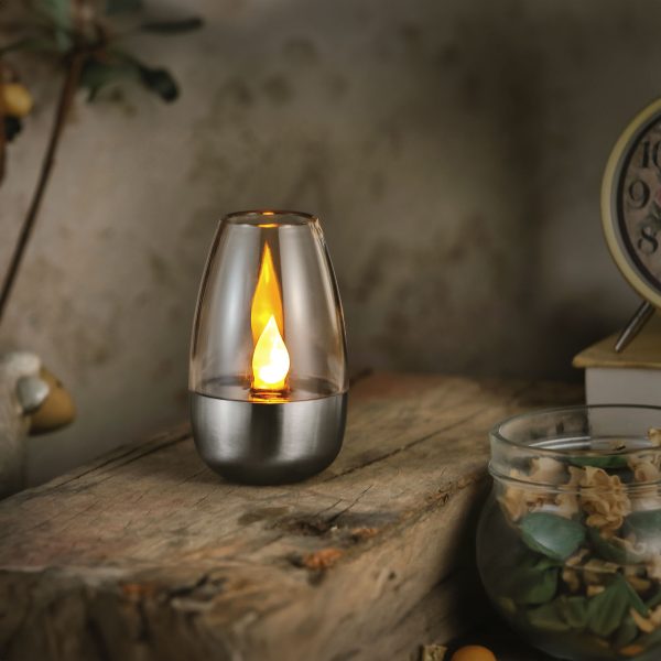Szolár lámpa - gyertya - lángeffekt - 1 melegfehér LED - 6 x 9 cm    Garden of Eden 11776