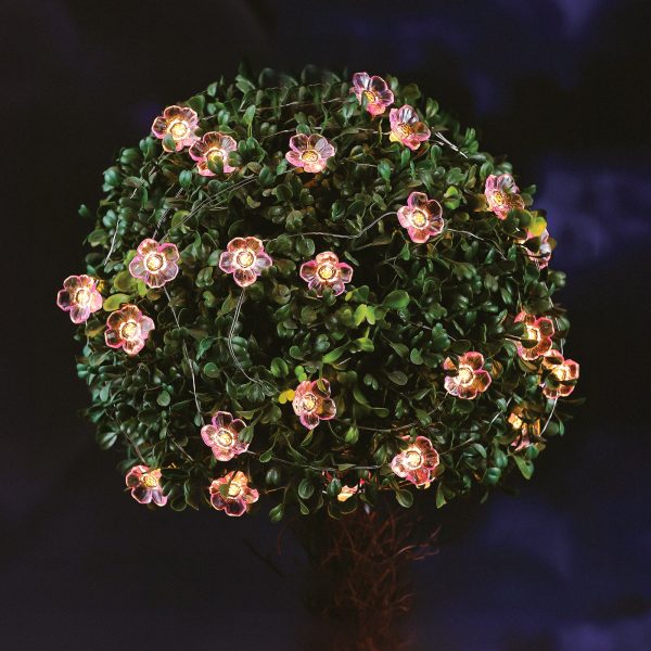 Szolár fényfüzér - virág - 2,4 m - 25 melegfehér LED    Garden of Eden 55218C