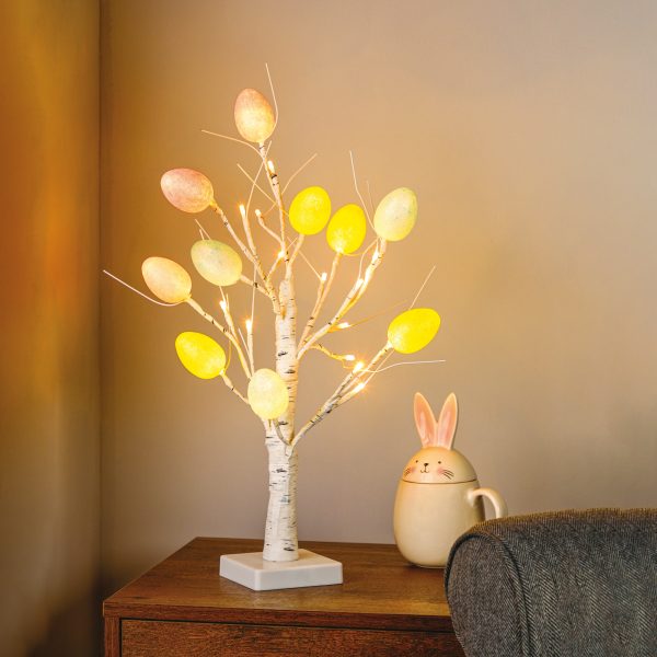 Húsvéti tojás fa dekoráció - 10 tojás, 24 LED - 50 cm - 3 x AA    Garden of Eden 57945
