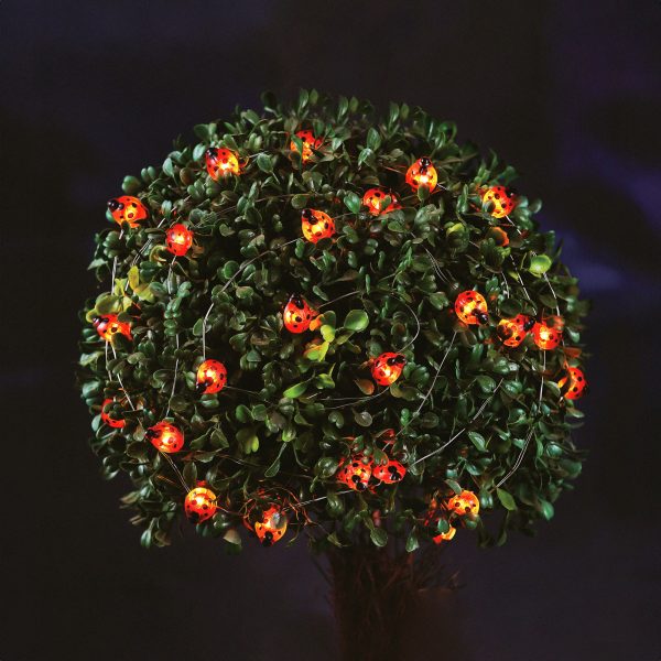 Szolár LED fényfüzér - katicabogár - 2,4 m - 25 LED - melegfehér    Garden of Eden 58220B