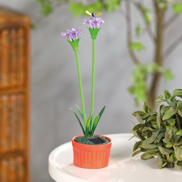 Szolár színes virág - 8 x 8 x 32 cm - 10 melegfehér LED - lila    Garden of Eden 11735A - Image 2