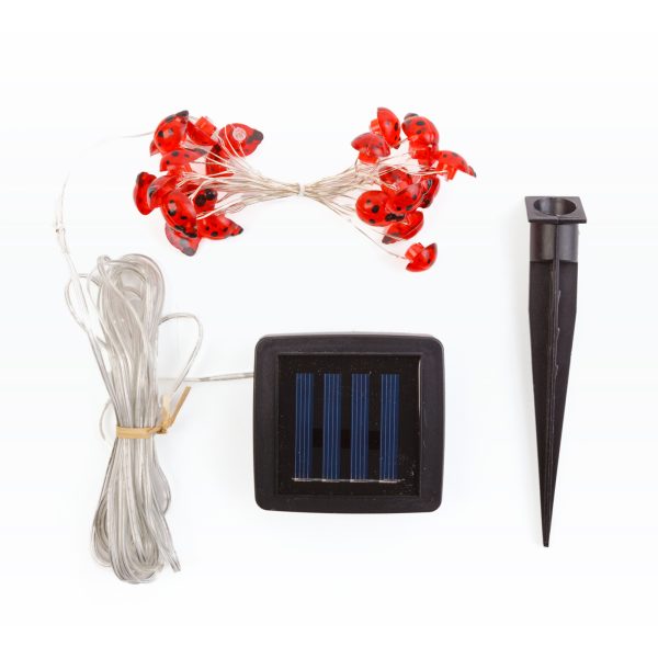 Szolár LED fényfüzér - katicabogár - 2,4 m - 25 LED - melegfehér    Garden of Eden 58220B - Image 2