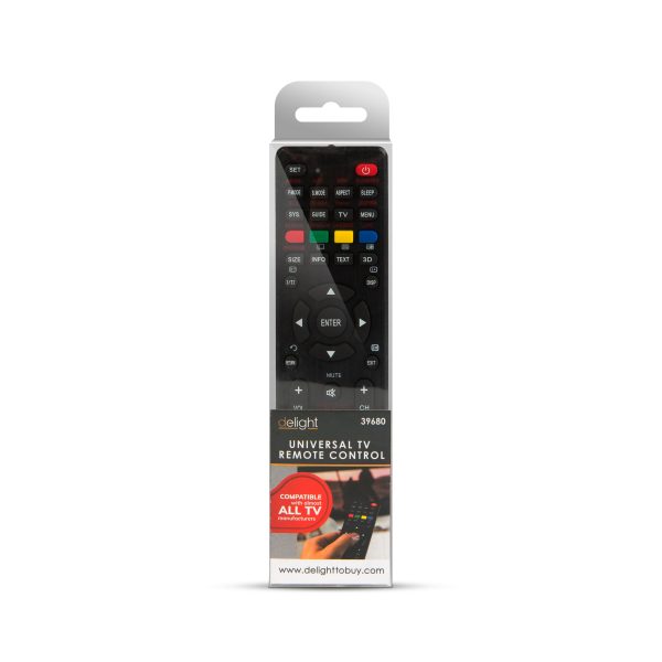 Univerzális TV távirányító - 250+ típushoz - fekete - 2 x AAA    Delight 39680 - Image 3