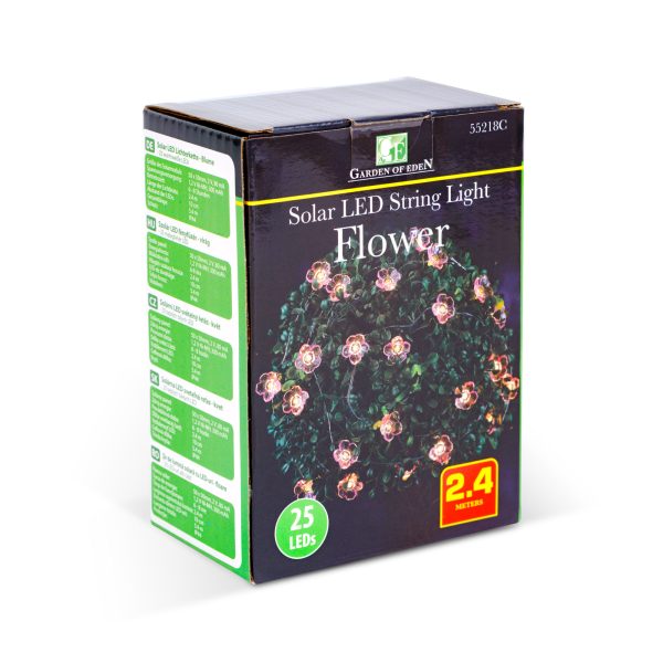 Szolár fényfüzér - virág - 2,4 m - 25 melegfehér LED    Garden of Eden 55218C - Image 3