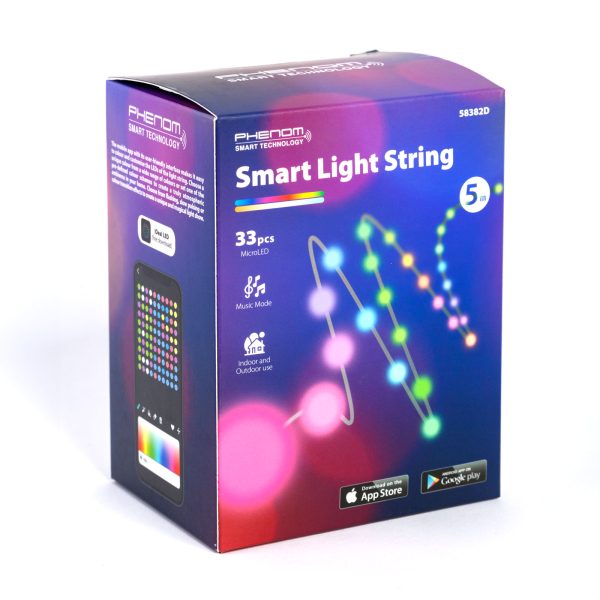 Smart fényfüzér - USB - 33 db RGBIC LED - 5 m - Bluetooth + zene mód - IP65    Phenom 58382D - Image 4