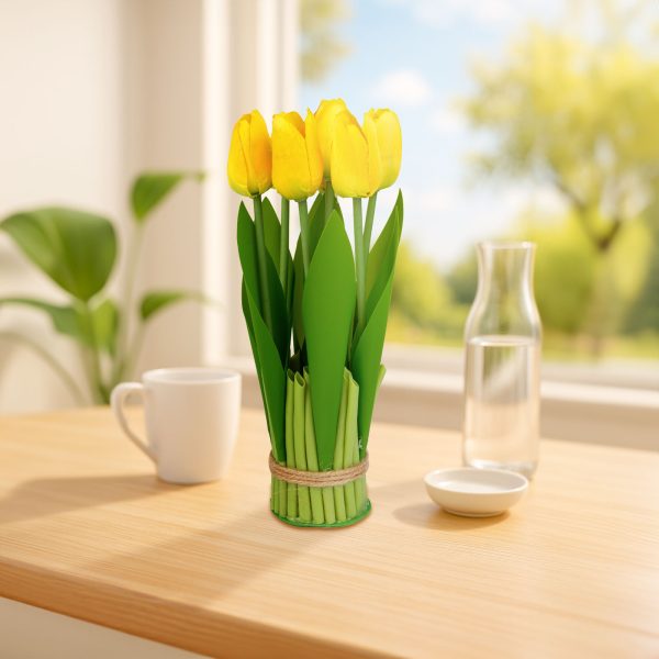 Műnövény dekoráció - tulipán - sárga - 26 x 6,5 cm     11897B