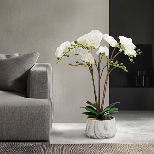 Műnövény dekoráció - orchidea - fehér - 58 cm     11900B