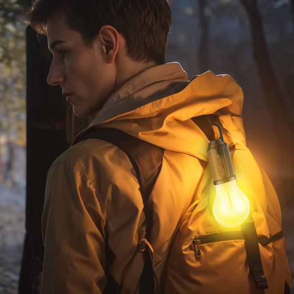 Akasztható szolár lámpa - villanykörte alakú - USB-C - 100 lumen - 400 mAh    Phenom 18585
