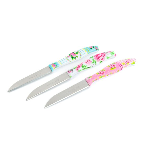 Konyhai kés készlet - 15 cm - virág mintás - 3 db / csomag    Family 56316B