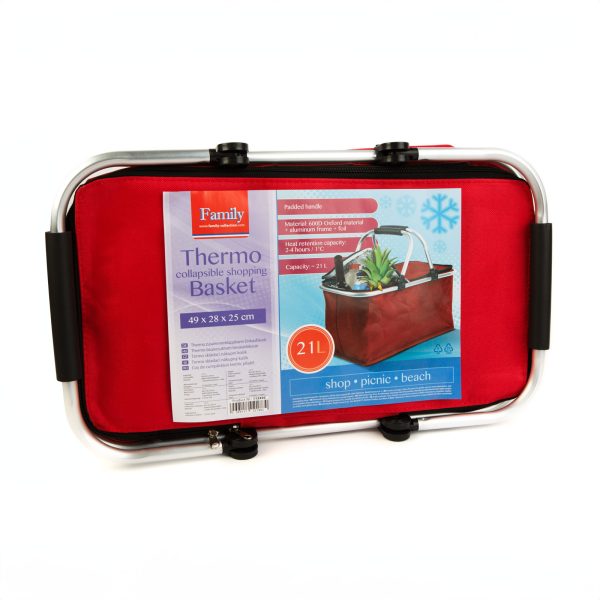 Thermo összecsukható bevásárlókosár - 49 x 28 x 25 cm - 21 L - piros    Family 11549C - Image 2