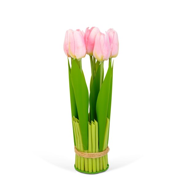 Műnövény dekoráció - tulipán - rózsaszín - 26 x 6,5 cm     11897C - Image 2