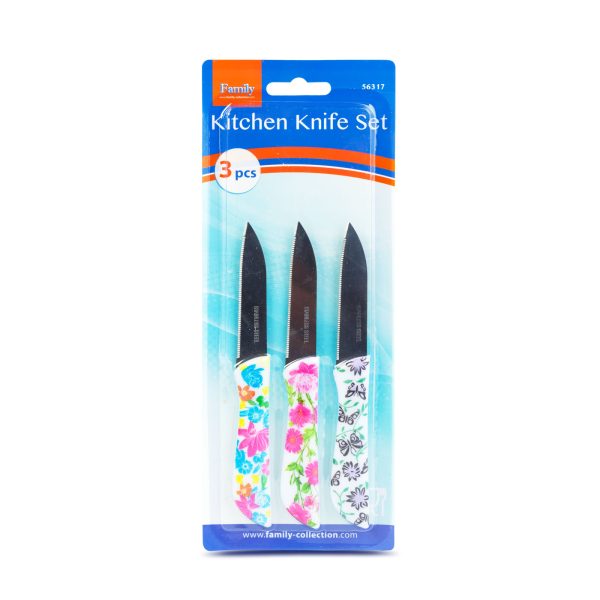 Konyhai kés készlet - 16 cm - virág mintás - 3 db / csomag    Family 56317 - Image 2