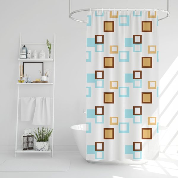 Zuhanyfüggöny szett fürdőpamaccsal - 3 féle - kék, zöld mintás - 180 x 180 cm    Family 11526A - Image 3
