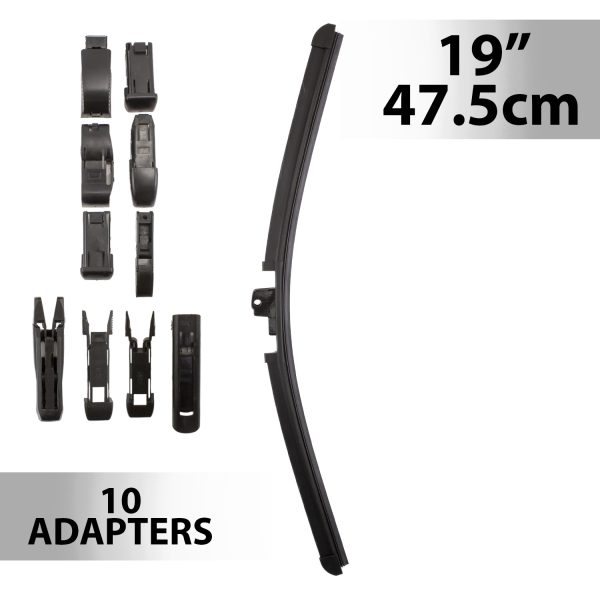 Ablaktörlő 19"/47,5 cm - 10 db adapterrel    Carguard 55739N