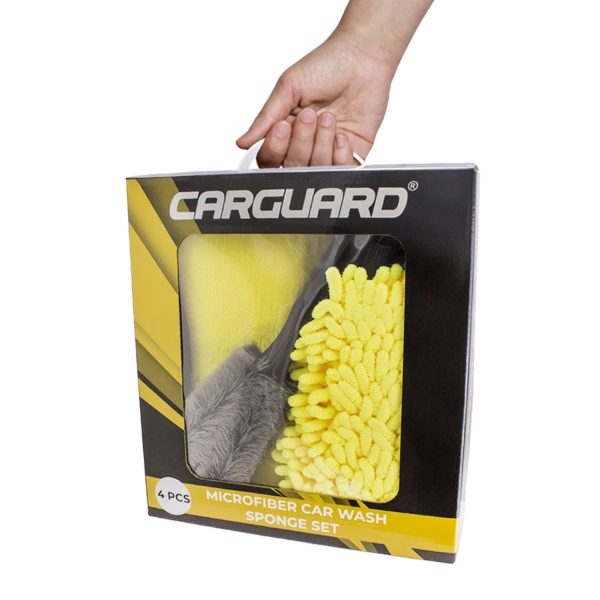 Autóápolási csomag - mikroszálas kendő, szivacs, felnitisztító és mosókesztyű    Carguard 55688B - Image 2
