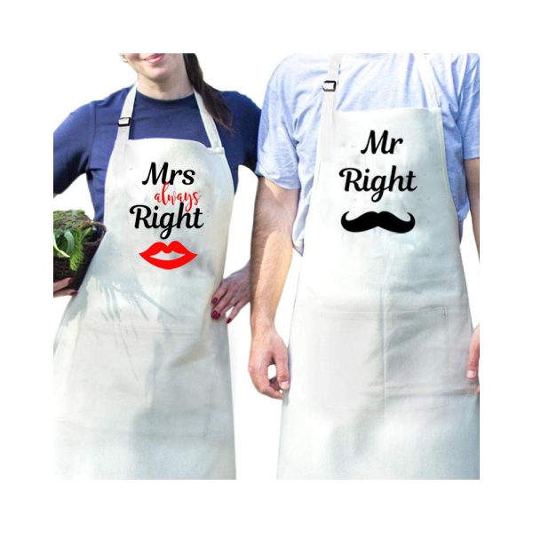 Konyhai kötény - "Mr. Right" felirattal - 80 x 70 cm - 200 gsm     DA00282A - Image 4