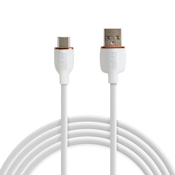 Adatkábel - Type-C / USB-A - fehér - 1 m - 2.4A - 12 W    Delight 55553WH-1
