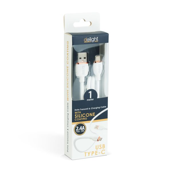 Adatkábel - Type-C / USB-A - fehér - 1 m - 2.4A - 12 W    Delight 55553WH-1 - Image 4