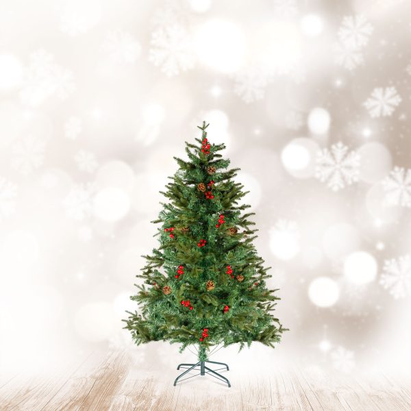 Műfenyő - 120 cm - PE / PVC - piros bogyóval     56481A