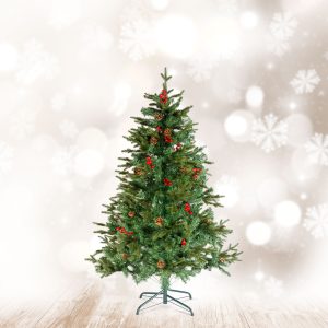 Műfenyő - 150 cm - PE / PVC - piros bogyóval     56481B