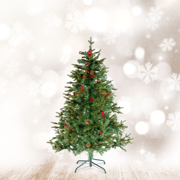 Műfenyő - 150 cm - PE / PVC - piros bogyóval     56481B