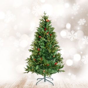 Műfenyő - 180 cm - PE / PVC - piros bogyóval     56481C