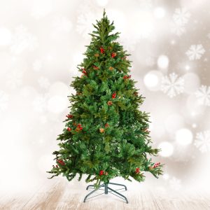 Műfenyő - 210 cm - PE / PVC - piros bogyóval     56481D