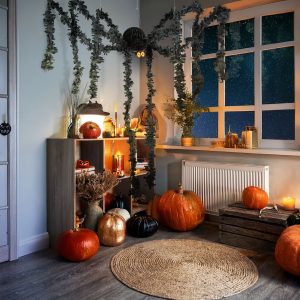 Halloween-i dekoráció - fekete pók - papír - 75 x 13 cm 56582