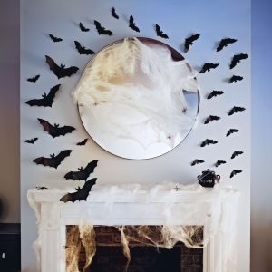 Halloween-i dekoráció - denevér szett - öntapadós - fekete - 30 db / csomag 56587B