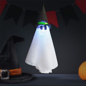 Halloween-i világító dekoráció - szellem - felakasztható - RGB LED - 70 x 50 cm 56596B