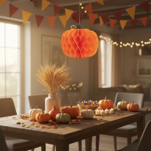 Őszi dekoráció - lampion tök - papír - 30 cm     59017