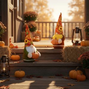 Őszi dekoráció - manó tökkel - 2 féle - 35 x 13 x 13 cm 59032