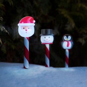 Karácsonyi szolár lámpa - LED - Mikulás, hóember, pingvin - 36,5 x 6 x 6 cm Garden of Eden 59760