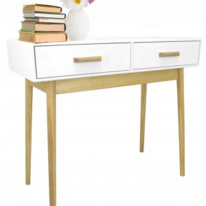 Asztal 2 fiókkal "Scandinavia" - 100 x 40 x 79 cm - fehér DA00366C