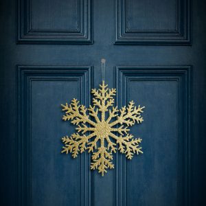 Karácsonyi dekoráció - jégkristály - glitteres arany - akasztható - 31 cm 59704A