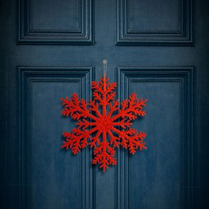 Karácsonyi dekoráció - jégkristály - glitteres piros - akasztható - 31 cm 59704C