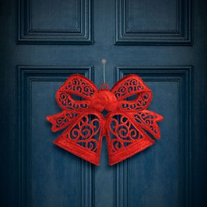 Karácsonyi dekoráció - masni - akasztható - piros - 35 cm 59705C