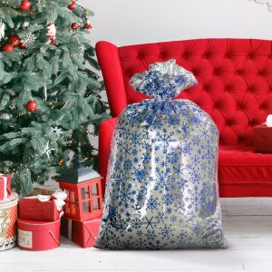 Karácsonyi ajándék tasak - extra nagy - fólia - jégkristály - 78 x 120 cm 59707B