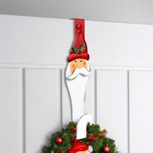 Karácsonyi kopogtató, ajtódísz tartó - fém - mikulás - 38 cm 59708A