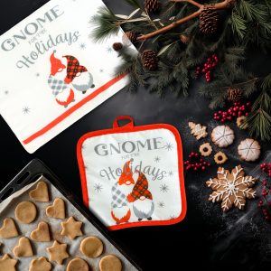 Karácsonyi kendő és edényfogó szett - manós 59709