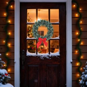 Karácsonyi ajtódísz / kopogtató - koszorú masnival - 27 cm 59711