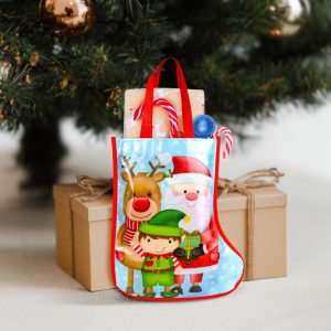 Karácsonyi ajándéktáska - csizma - 33 cm - kék 59713B