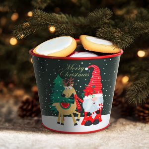 Karácsonyi dekoráció - fém kaspó, vödör - Manó - 13 x 11 cm     59724B