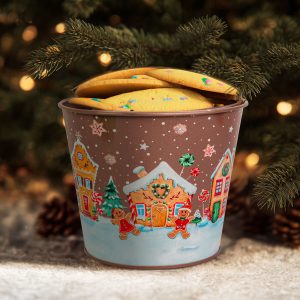 Karácsonyi dekoráció - fém kaspó, vödör - Mézeskalács - 13 x 11 cm 59724C