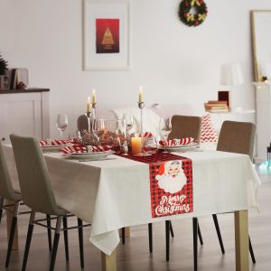 Karácsonyi dekoráció - asztalterítő futó - Mikulás - 183 x 33 cm 59732A