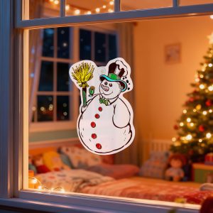 Karácsonyi ablakdekoráció - hóember - tapadókorongos - 30 x 29 cm 59736B